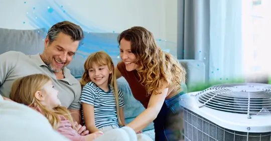 family enjoying summer comfort inside the house