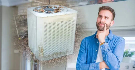 Man thinking about his AC unit